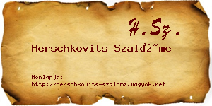Herschkovits Szalóme névjegykártya